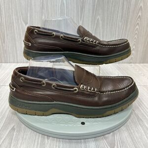 LL Bean Mens Brown Leather Penny Loafer Moc Toe Comfort Casual Dress Shoe Sz 9.5